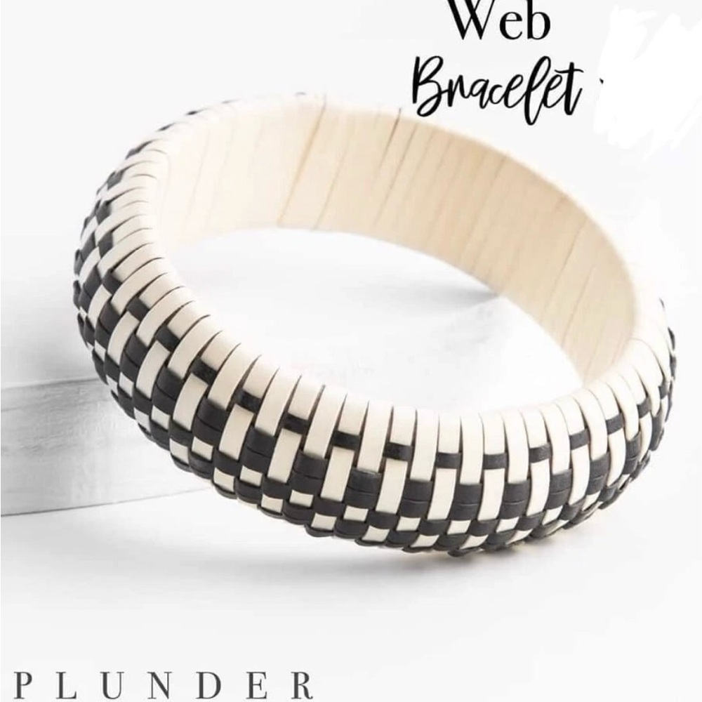 Plunder Monochrome Women’s Woven Web Bangle Bracelet Jewelry